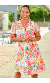 Shelby & Palmer RATIRY- Floral Dress with Chiffon Sleeves