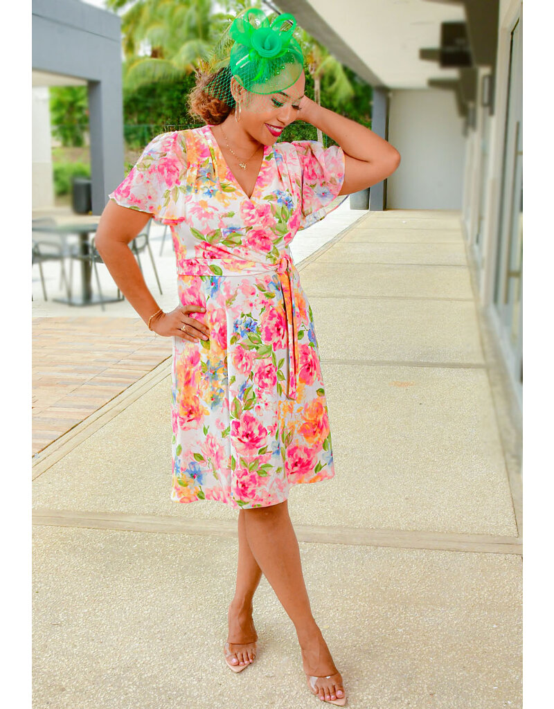 Shelby & Palmer RATIRY- Floral Dress with Chiffon Sleeves