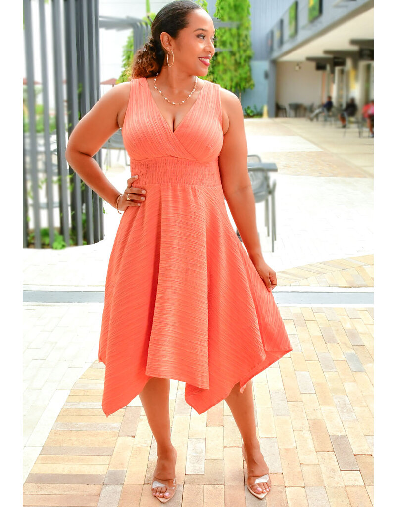 RAMSES- Solid Lap Top Dress with Elastic Waist