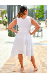 KURKY- Solid Lap Top Dress with Elastic Waist