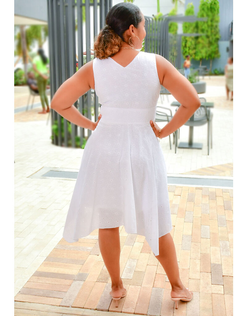 KURKY- Solid Lap Top Dress with Elastic Waist