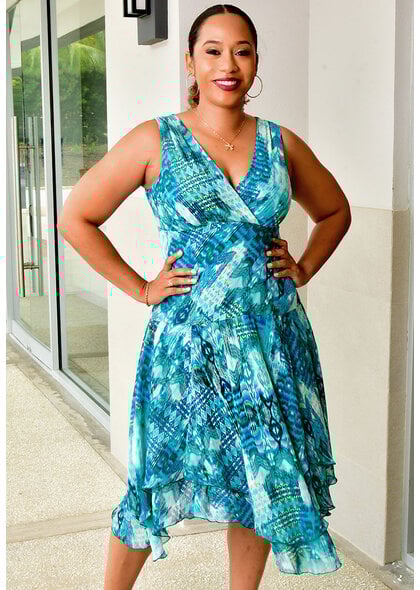 FIOT- Printed Lap Top Dress with Points