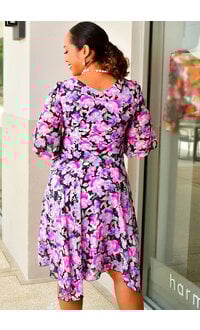 FADIRE- Floral Lap Top Dress with Lap Sleeves