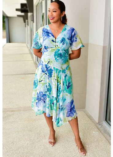 FANON- Floral V-Neck Dress with Points