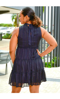 Sara Michelle FAZIL- Flare Polka Dot Hi Neck Dress