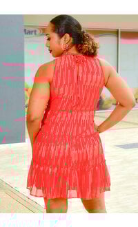 Sara Michelle FEMMA- Armhole Hi Neck Foil Print Dress