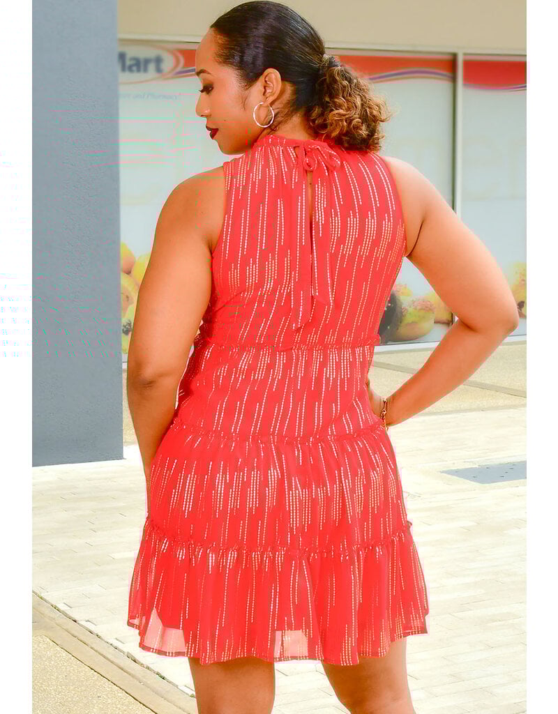 Sara Michelle FEMMA- Armhole Hi Neck Foil Print Dress