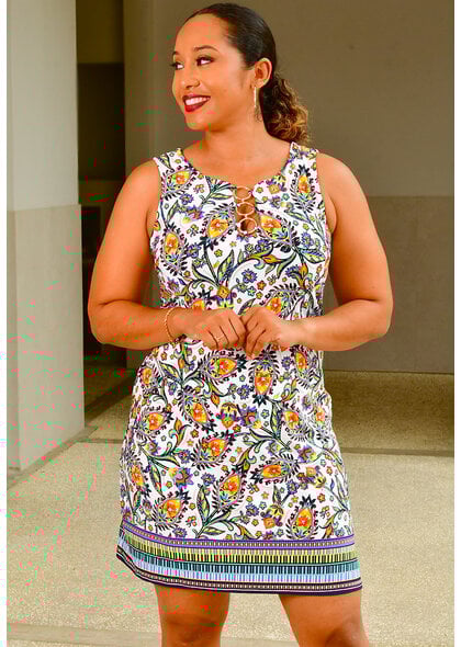 MSK IDANET- Printed Dress with 3 Rings