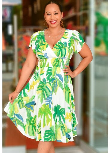 KEIS- Foral Lap Top Dress with Sleeves