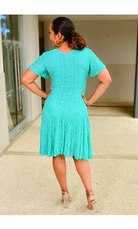 LIVIA- V Neck Lace Short Sleeve Dress