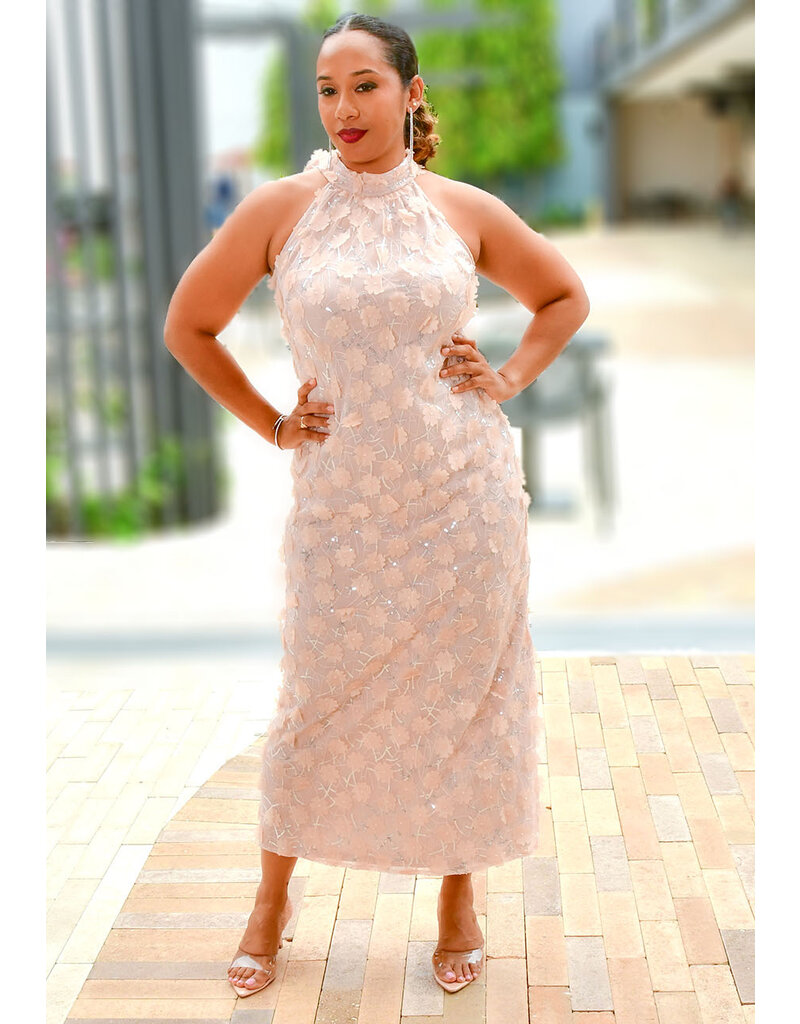 MSK MADEA- Long Dress with Flowers & Sequins