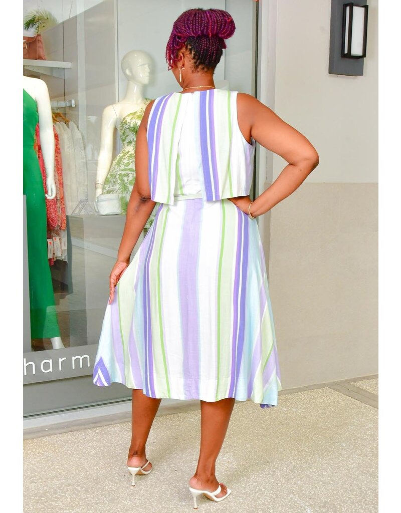 Maison Tara NIBIKA- Stripe Pop Over Dress with Band
