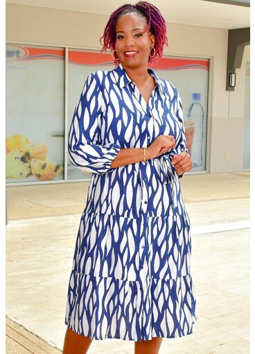 MLLE Gabrielle KASHMI- Printed Bottom Down Dress