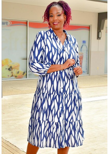 MLLE Gabrielle KASHMI- Printed Bottom Down Dress