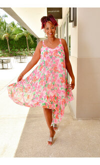 Nina Leonard FRIO- Floral Thin Strap Dress