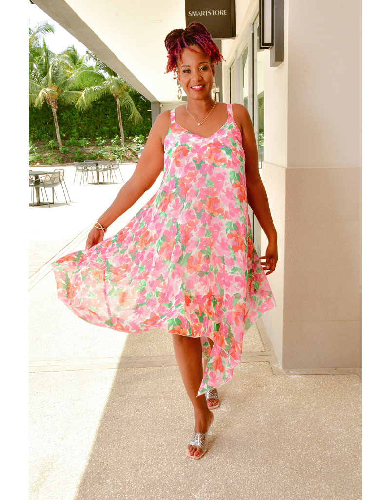 Nina Leonard FRIO- Floral Thin Strap Dress