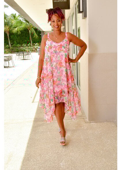 Nina Leonard FRIO- Floral Thin Strap Dress