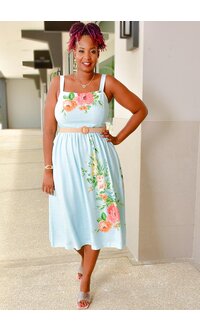 Maison Tara NIZAN- Flower Print Dress with Belt