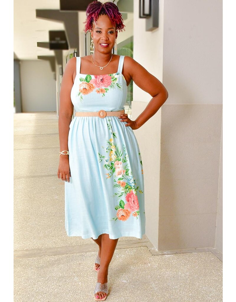 Maison Tara NIZAN- Flower Print Dress with Belt