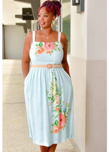 Maison Tara NIZAN- Flower Print Dress with Belt