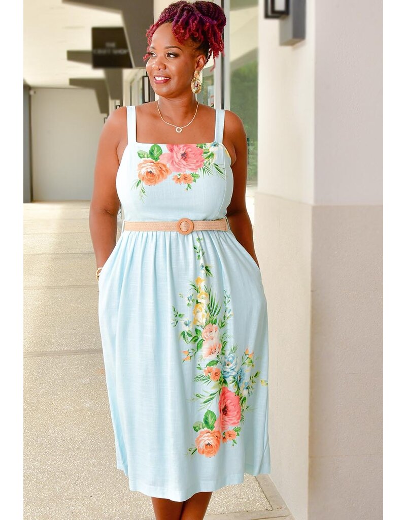 Maison Tara NIZAN- Flower Print Dress with Belt