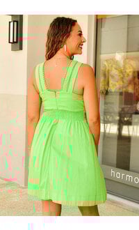 LAIA- Solid Crochet V-Neck Dress