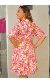 KRYN-Floral Flare Bottom Dress with Collar
