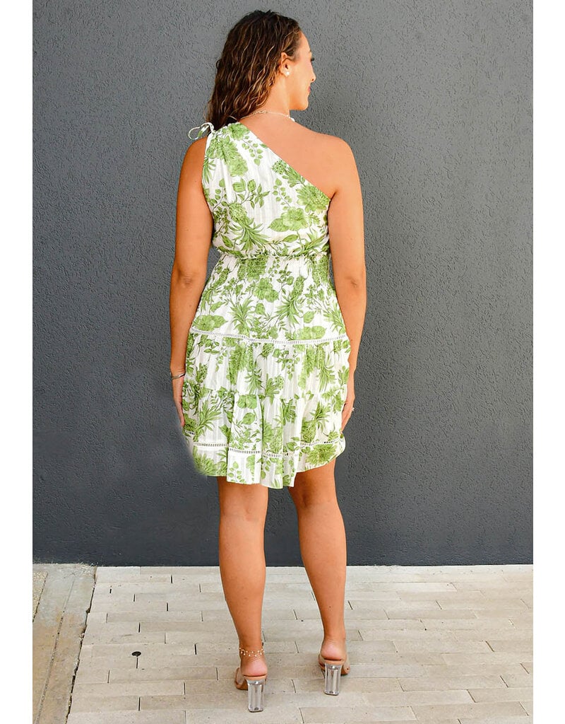 KREY- Floral 1 Shoulder Dress with Elastic Waist