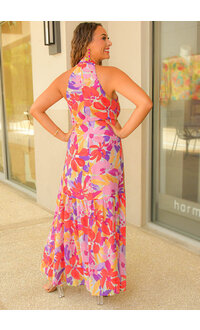 KOSCO- Long Floral Dress with X Top