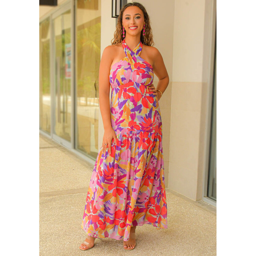 KOSCO- Long Floral Dress with X Top