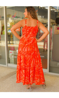 KALD- Long Printed Spaghetti Strap Dress