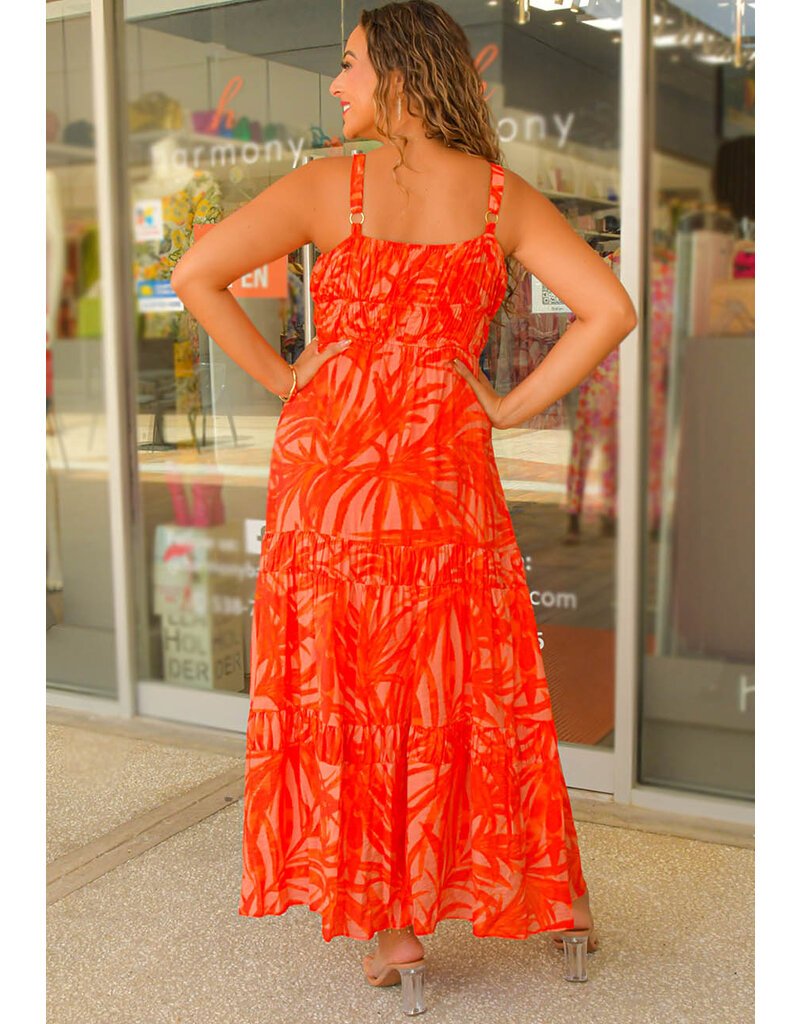 KALD- Long Printed Spaghetti Strap Dress