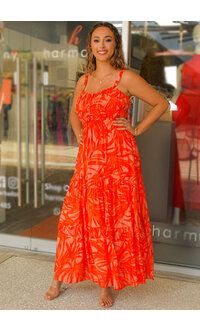 KALD- Long Printed Spaghetti Strap Dress