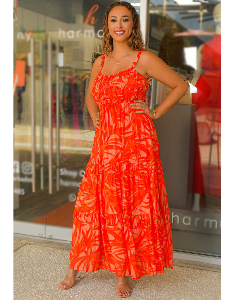 KALD- Long Printed Spaghetti Strap Dress