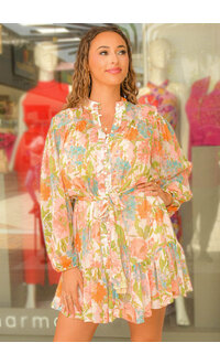 FOXEN- Floral Button Down with Frill Hem