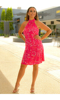 MSK INIS- Armhole Printed Hi Neck Dress