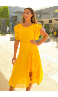 Maison Tara FIERAN- Solid Double Frill Sleeve Dress
