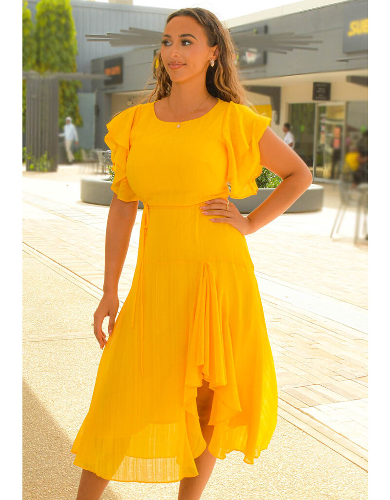 Maison Tara FIERAN- Solid Double Frill Sleeve Dress