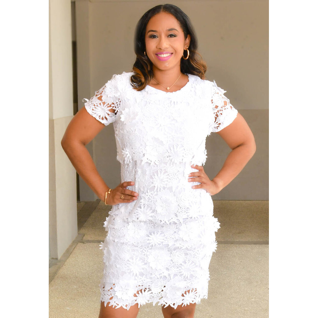CASSY- Solid Cut Out Flower Pattern Dress