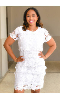 CASSY- Solid Cut Out Flower Pattern Dress
