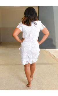CASSY- Solid Cut Out Flower Pattern Dress