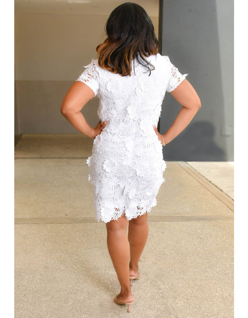CASSY- Solid Cut Out Flower Pattern Dress