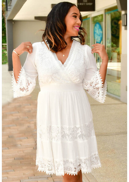 Signature GITEMS- Long Sleeve Dress with Crochet Sleeves