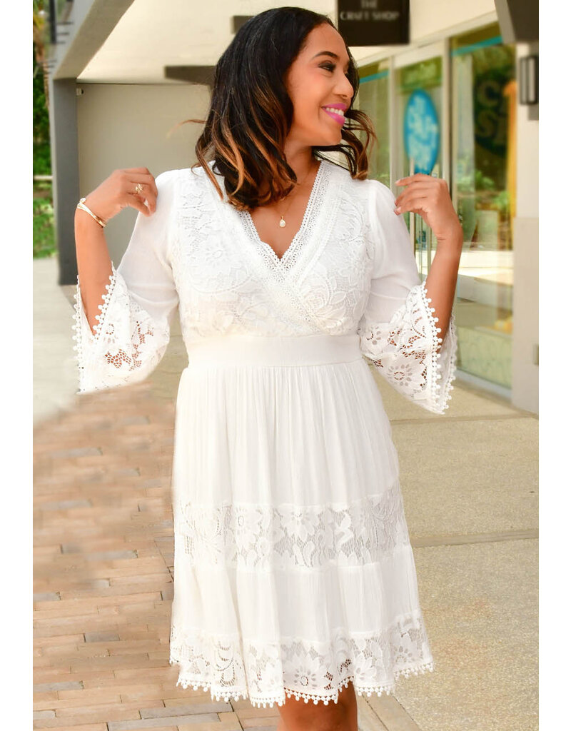 Signature GITEMS- Long Sleeve Dress with Crochet Sleeves