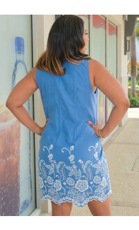 Signature KALINDI- Frill V Neck Dress with Embroidery Hem