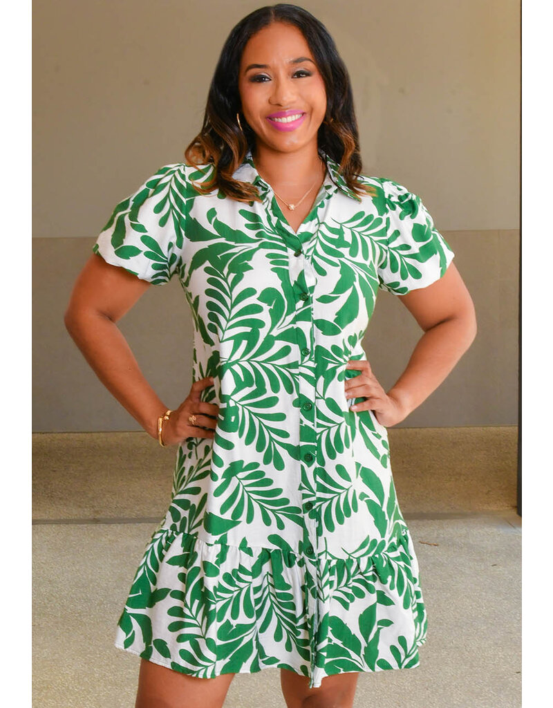 MLLE Gabrielle KAVANA- Printed Button Down Dress with Collar