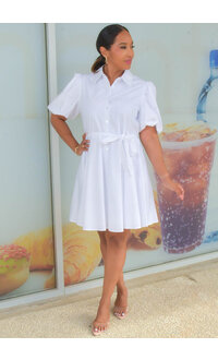KIEA- Solid Button Down Dress with Collar