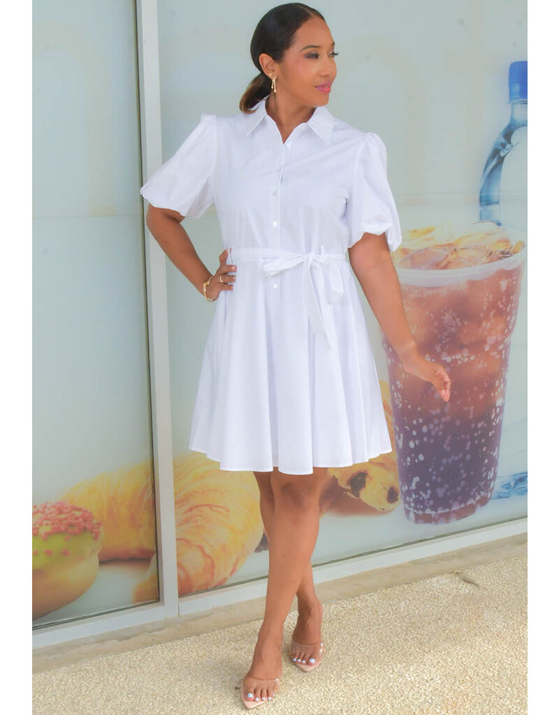 KIEA- Solid Button Down Dress with Collar