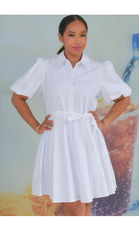 KIEA- Solid Button Down Dress with Collar