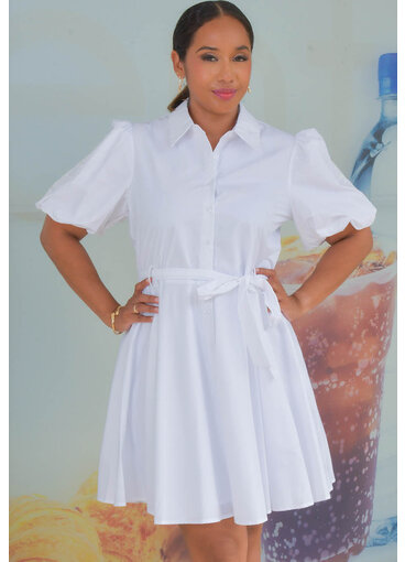 KIEA- Solid Button Down Dress with Collar